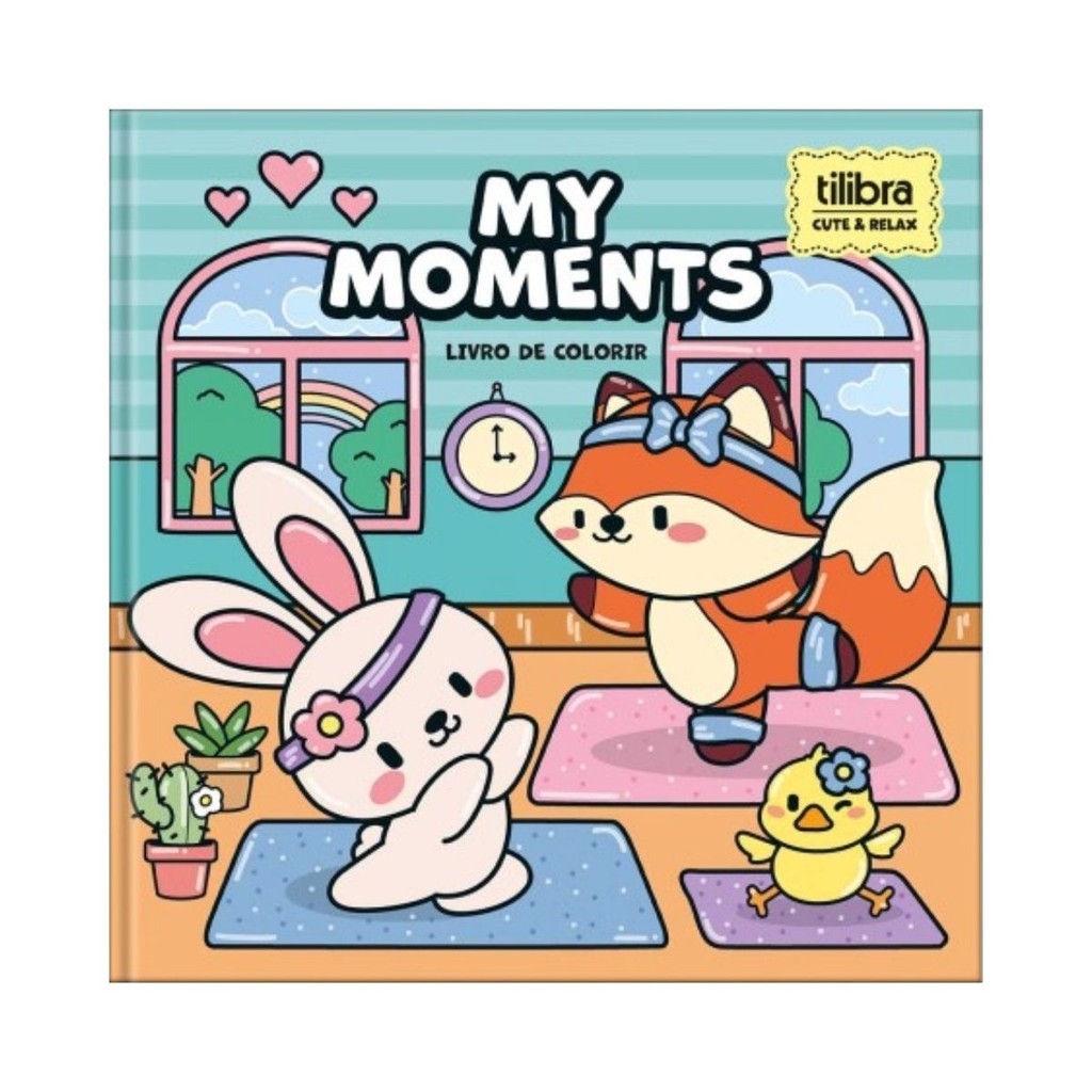 Livro de Colorir My Moments Tilibra Cute & Relax Pintura com Capa Dura 39 Desenhos Criatividade