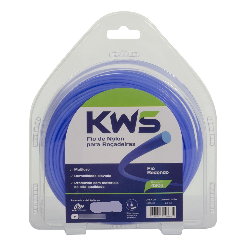 Fio Nylon Redondo P/ Roçadeira 2,5mm 420g Kws Alta Qualidade