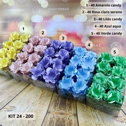 Kit 200 Forminhas de Doces Festa 5 Cores Manteiga+ Azul Aqua + Rosa Sereno+ Lilás Candy+ Verde Candy (CHOCO)