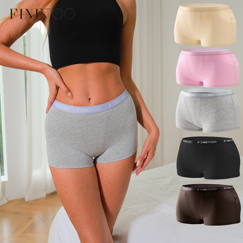 Finetooo Calcinha De Algodão Para Mulher Boxer De Cintura Alta Confortável em Oferta na Shopee