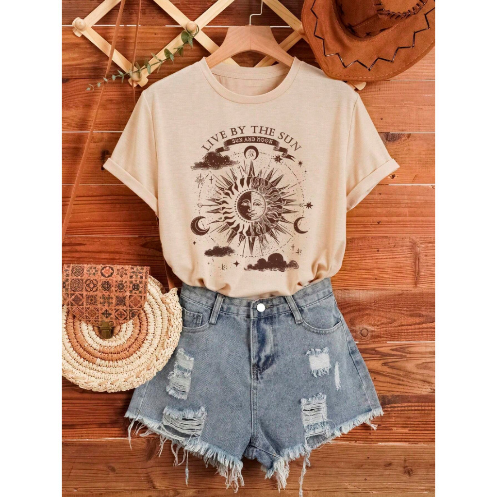 Camiseta Streetwear Feminina   Live by the Sun Algodão Premium