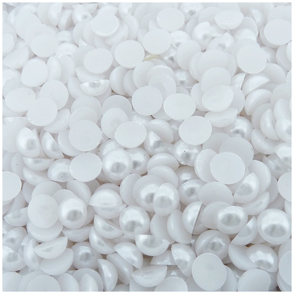 Meia Pérola Redonda ABS Branca 12mm 100 Peças - Bijuterias Artesanato Atacado