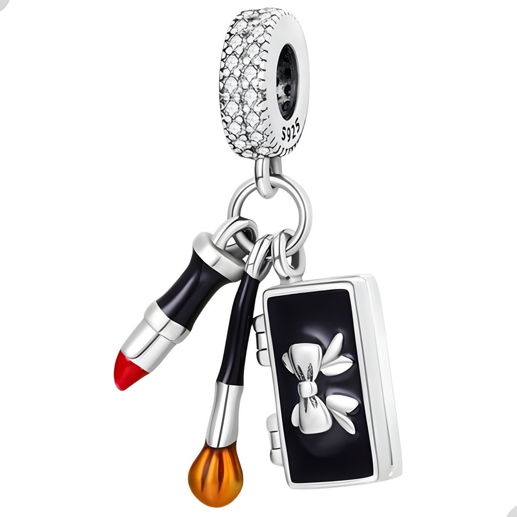 Berloque Pingente Charms Love Maquiagem Prata 925