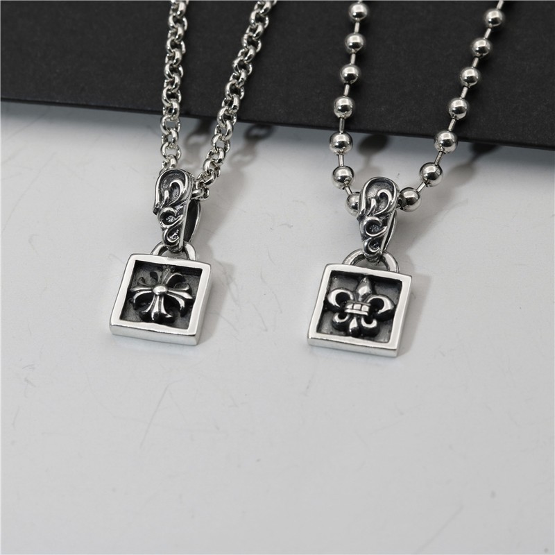 CHROME HEARTS Prata 925 Pequena Âncora Quadrada Colar De Flores Em Cruz Vintage Punk Sweater Chain Rock Street Jóias Estilo Hip Hop 4140