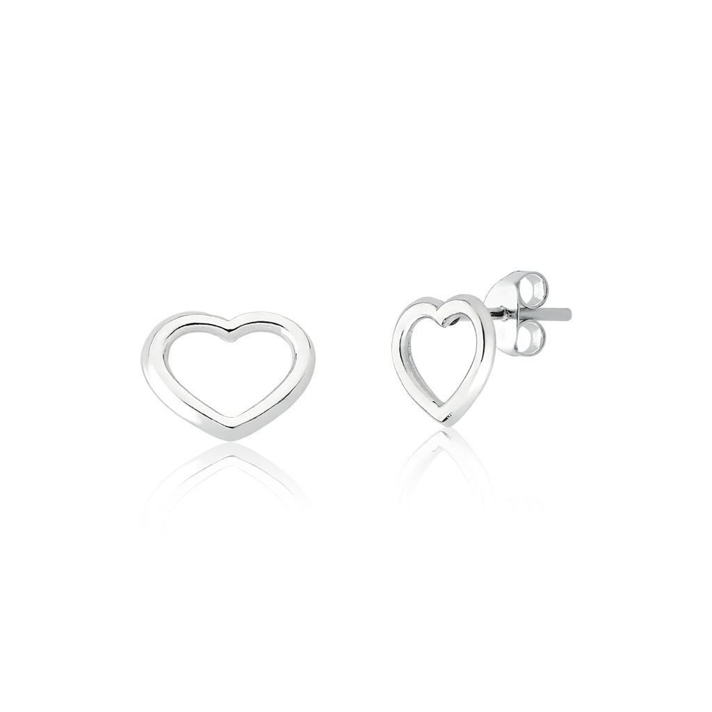 Brincos prata 925 coração liso vazado - prata legitima 8mm x 10mm - Fashion Accessories