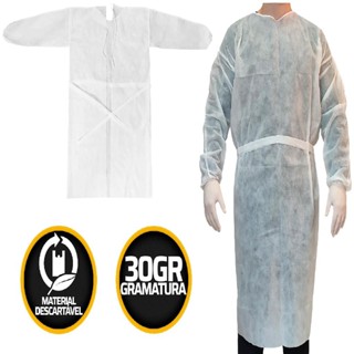 Avental Descartável Tnt Hospitalar Manga Longa Tnt 30g em Oferta na Shopee