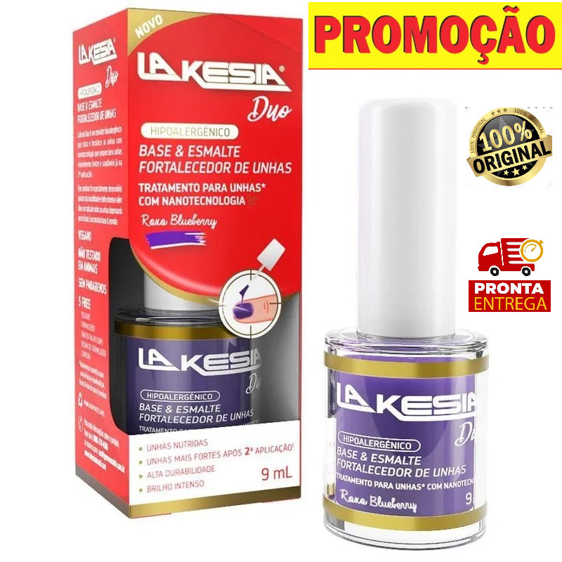 Base E Esmalte Fortalecedor de Unhas LaKesia Duo Roxo Blueberry 9ml