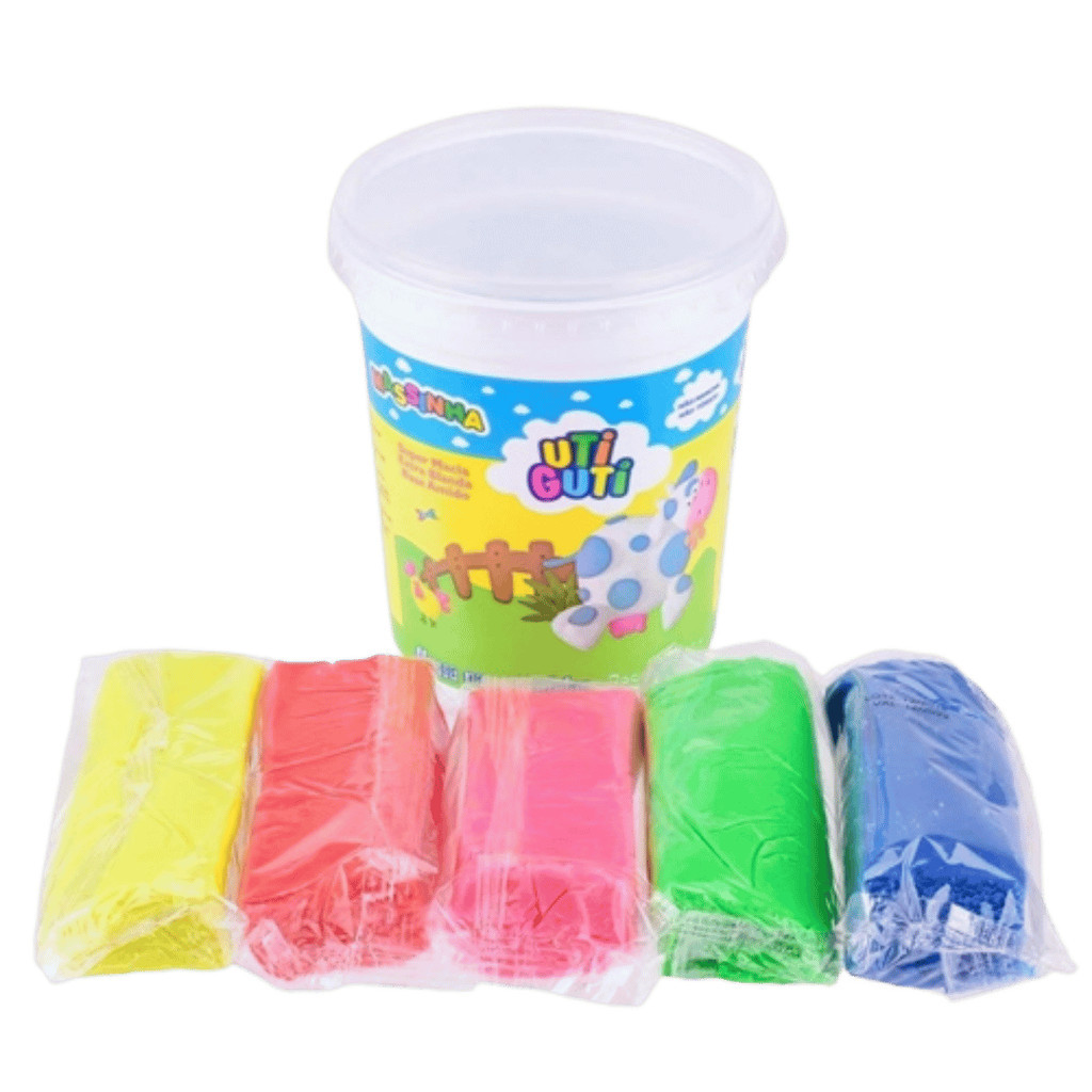 Massinha de Modelar Soft Utiguti Pote 05 Cores - 500g