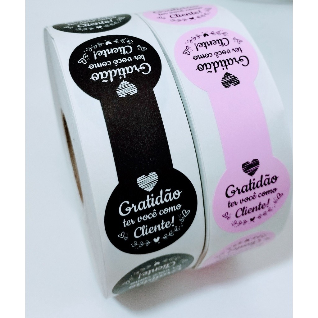 1000 Etiqueta 8x3cm Adesivo Gratidão ter você como Cliente Caixa Sacolas Entregas Delivery em Oferta na Shopee