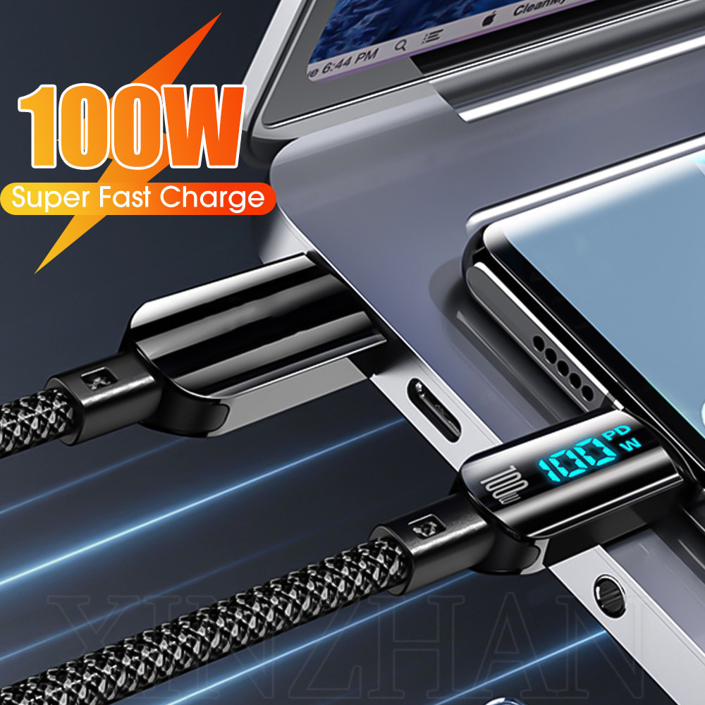 1/2 Unidades 100 W USB-A Para Cabo C-Fio Carregador De Tablet Celular-QC3.0 Tipo Com Display LED De Dados De Carregament
