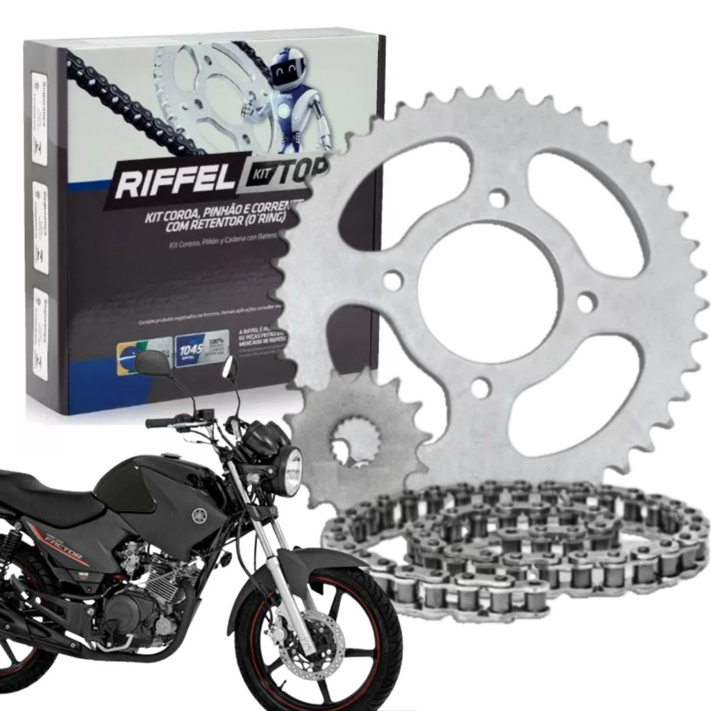 Kit Relação Transmissão Tração Ybr 125 2006 2007 2008 Com Retentor Original RIFF