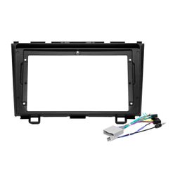 Kit Moldura Painel 9 Pol CR-V 2008 2009 2010 2011 2 Din Preto Chicote Som Plug Antena