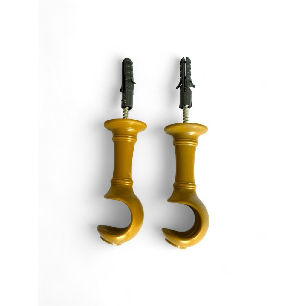 Kit 2 Un Suporte Plástico 19mm Ecológico Varão Cortina Simples Comum Ilhós/Argola Cor Par Ponteira Inclusa - Cerejeira