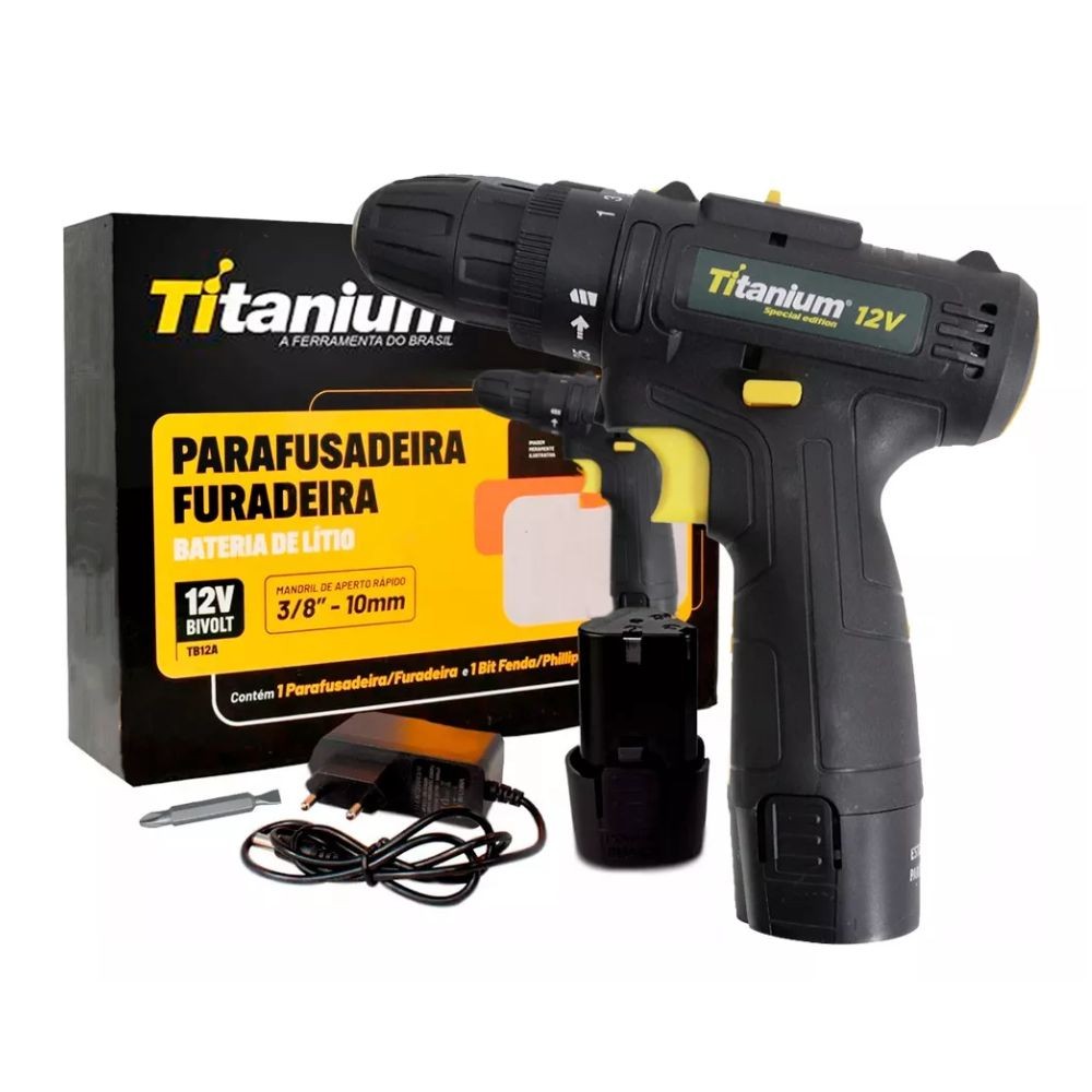 Parafusadeira e Furadeira T12 Special Edition 1,2Ah 12V Bivolt Titanium - Home & Living