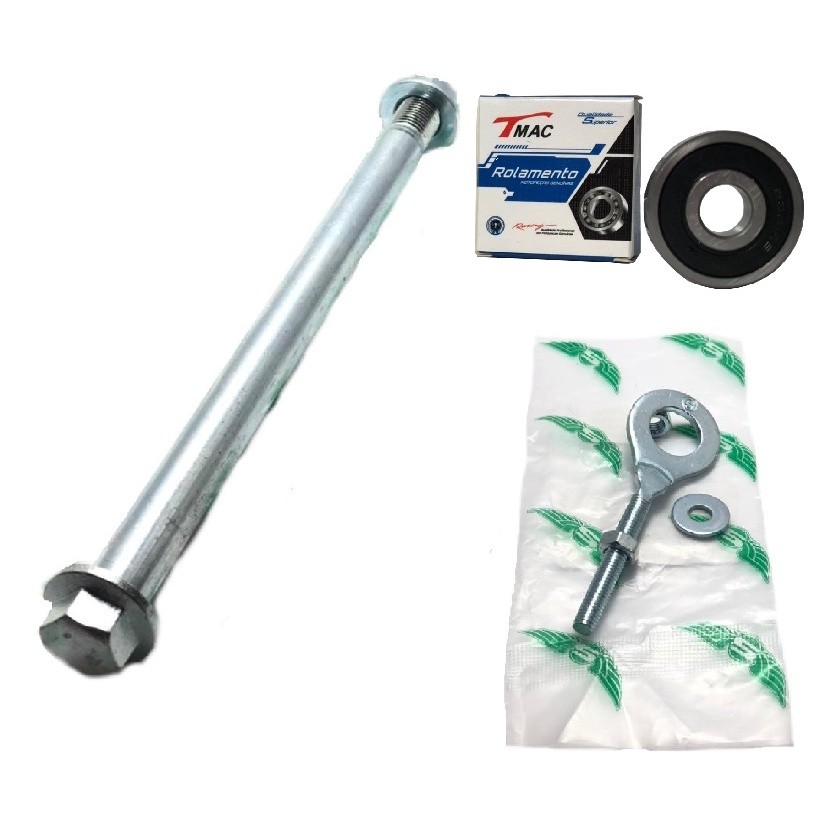 Eixo Roda Traseira + Esticador Corrente + Rolamento 6004 - Honda Titan 150