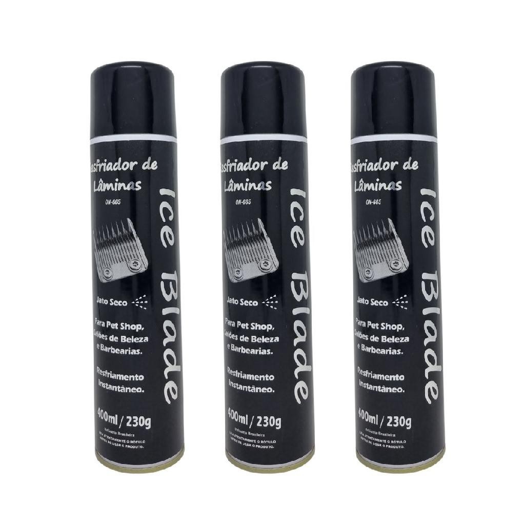 Resfriador Lâminas Máquina Barbear Tosa Ice Blade Limpa Lubrifica 400ml 3un. em Oferta na Shopee