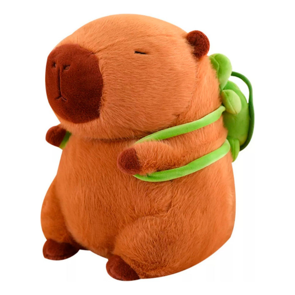 Capivara Filó Pelúcia Gigante Antialérgica com Mochila de Tartaruga 23 Cm em Oferta na Shopee