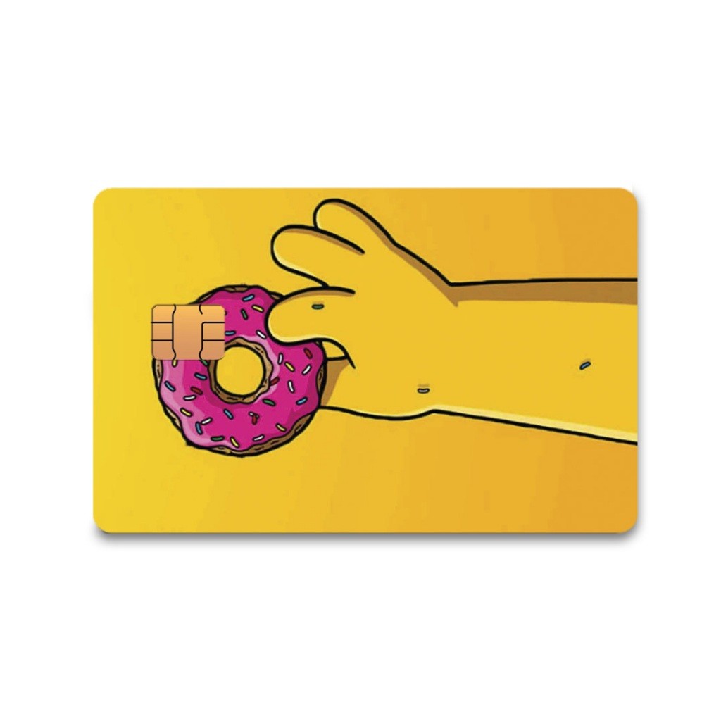 Skin Adesiva Homer Rosquinha Donuts Adesivo Para Cartão de Crédito e Débito Adesivo Removível 1 Unidade Frente