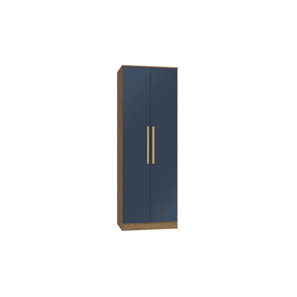 Guarda-Roupa 2 Portas 2 Gavetas Kappesberg Adapt Nogueira/Azul Profundo 80cm - Home & Living