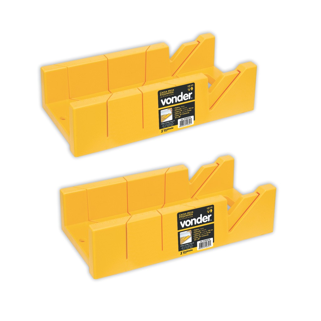 Kit 2 Caixas Meia Esquadria Plástica ABS Corte em 45º e 90º Marcenaria Carpintaria Bricolagem Vonder
