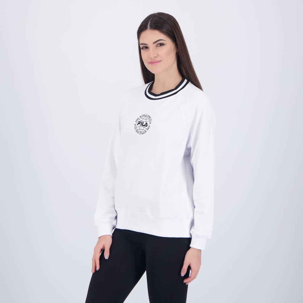 Detalhes do Moletom Fila One World Feminino Branco