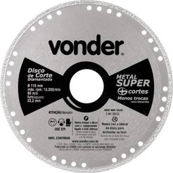 Disco Corte 115mm Diamantado Contínuo Metal Super Vonder