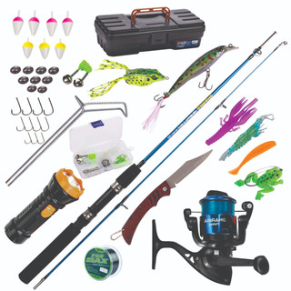 KIT DE PESCA 10KG C1 VARA DUAS PARTES +1 MOLINETE + ITENS