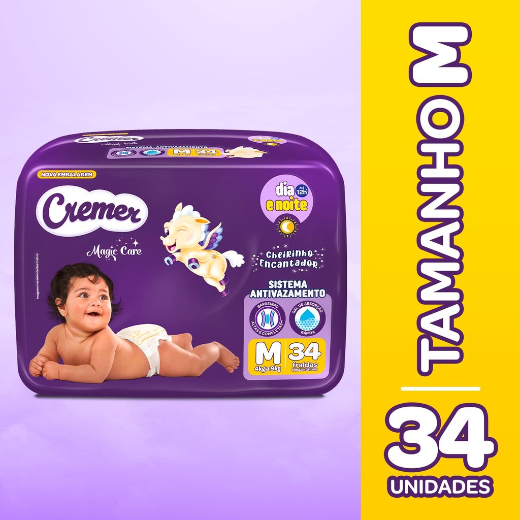 Fralda Cremer Econômica M 34 Unidades em Oferta na Shopee