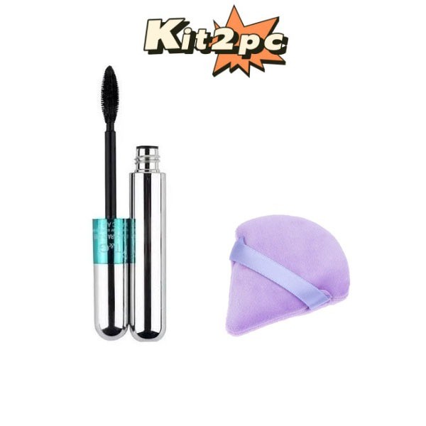 KIT Máscara para cílios a prova d'água T&G Tango RÍMEL 4D cor preto volume+1 PC esponjas de maquiagem