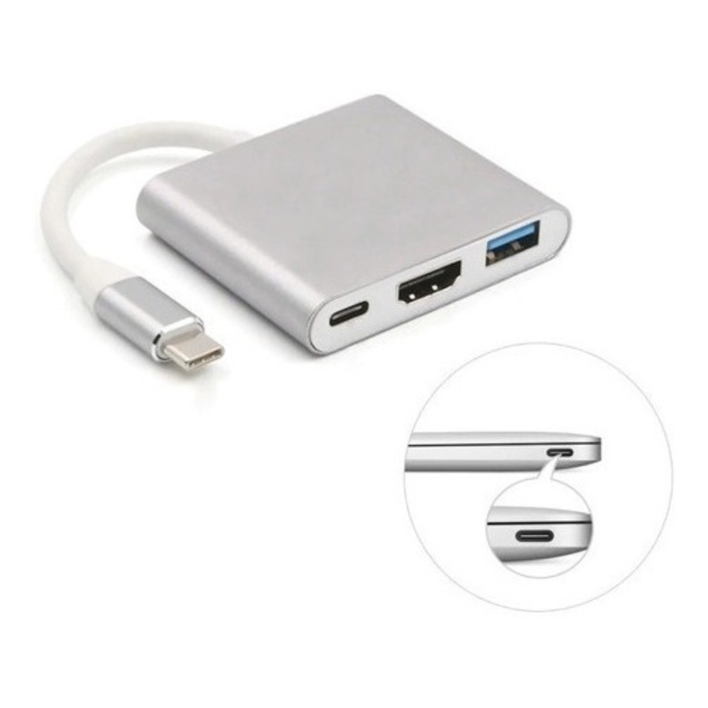 Adaptador Type-C para HDMI 4K, Hub USB 3.0, Compatível com MacBook Air
