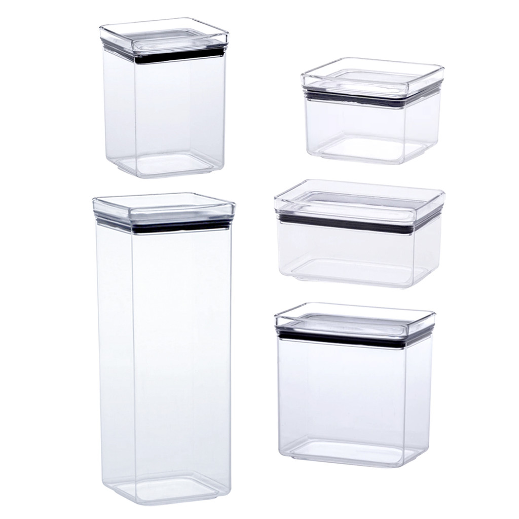 Pote Hermético Mantimentos Recipientes De Acrílico Transparente Alimentos Empilhável Cozinha Tamanhos