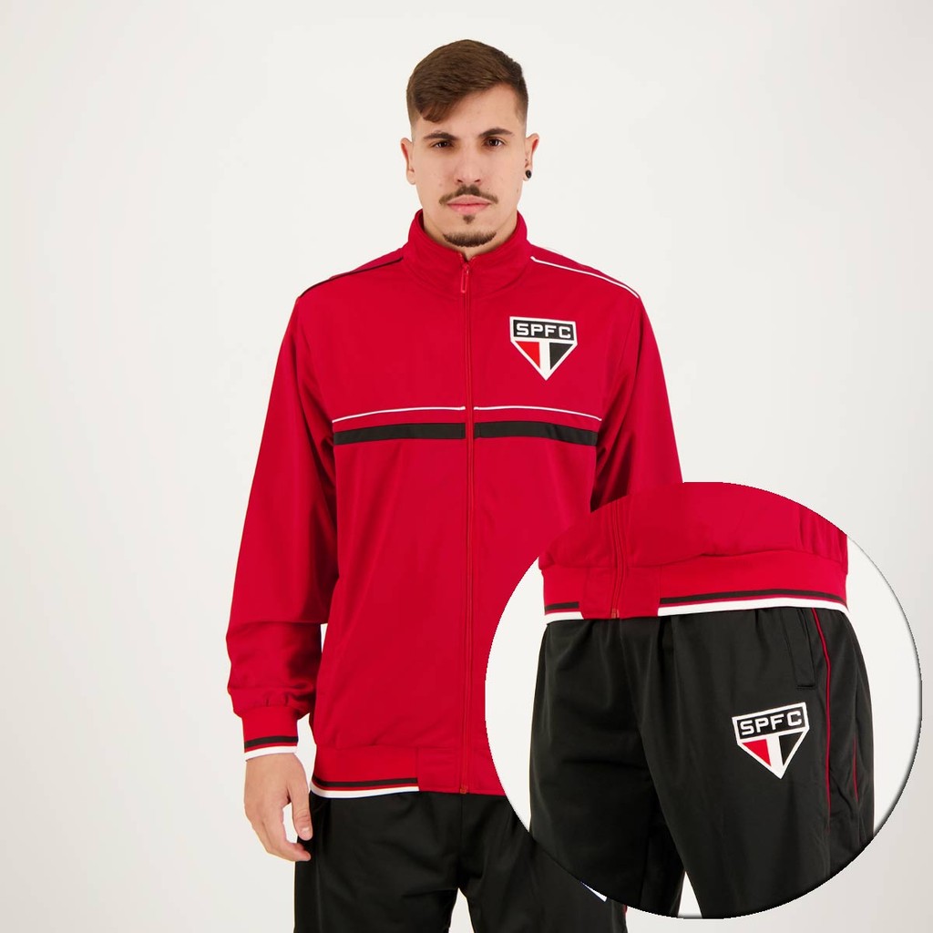 Agasalho São Paulo Trilobal Vermelho e Preto - Sports & Outdoors