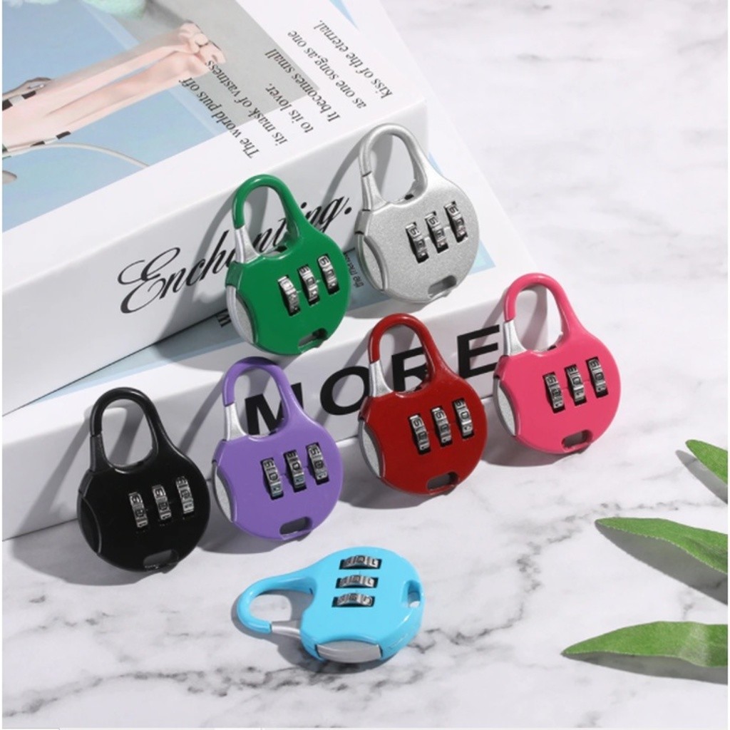 Imagem KIT 2 Peças Cadeado Colorido de 3 Dígitos – Seguro e Moderno para Malas/ Armários e Mochilas - Entrega Pronto