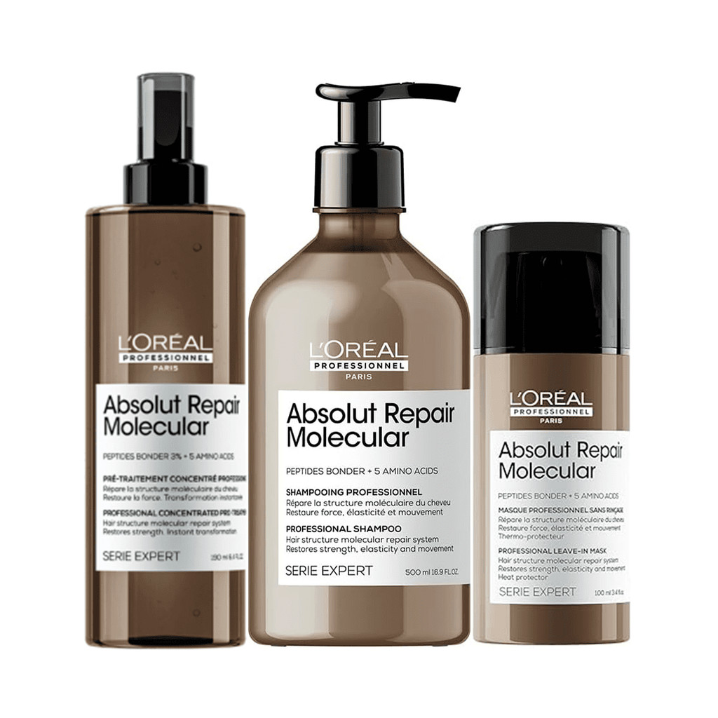 Kit Absolut Repair Molecular Shampoo 500ml, Pré-Shampoo e Leave-in 100ml - LÓreal