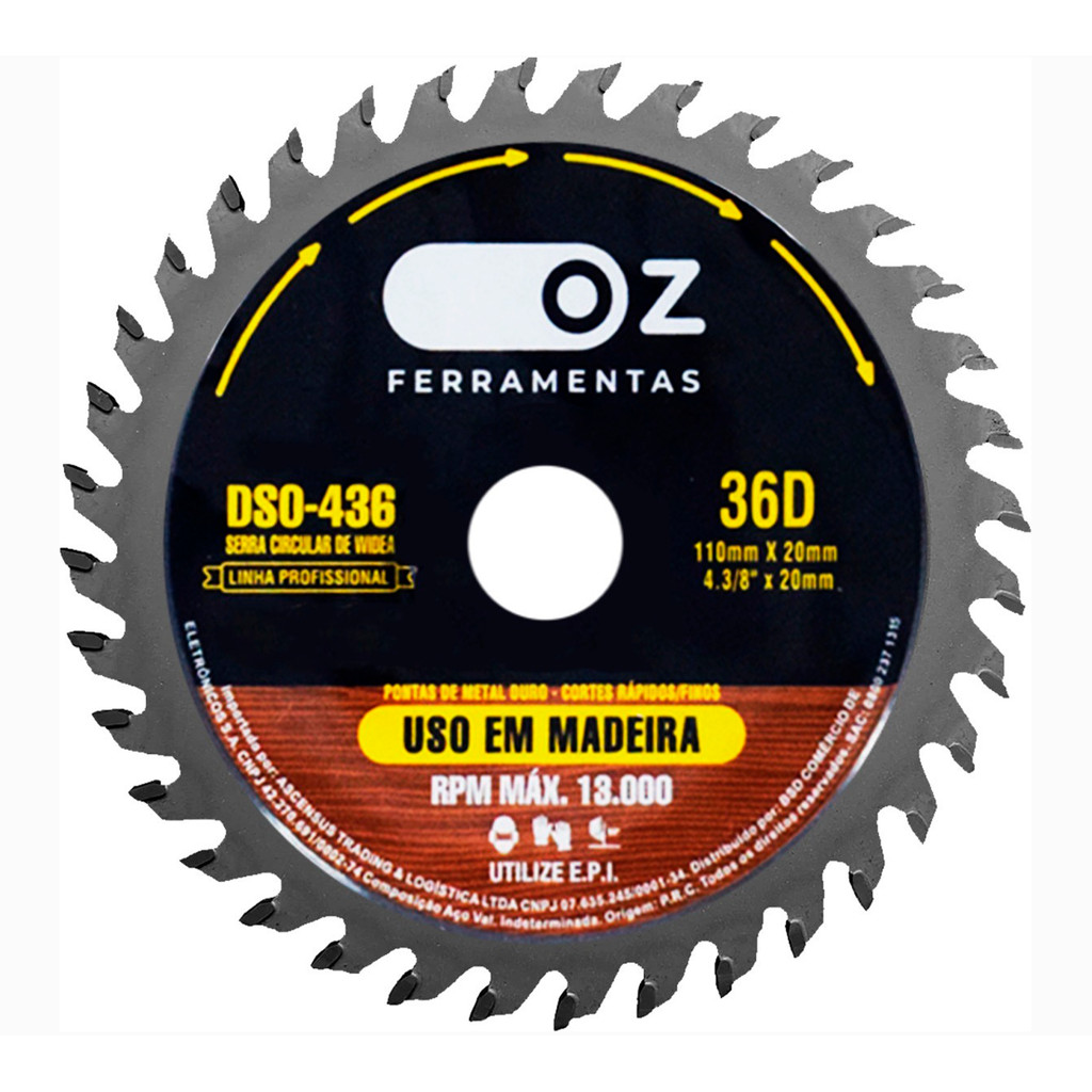 Disco Serra Circular Lamina 4.3/8 Pol 36 Dentes P/madeira em Oferta na Shopee