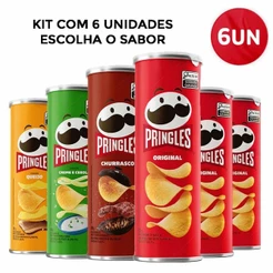 Kit Batata Pringles 6 Unidades ESCOLHA O SABOR - Original, Creme e Cebola, Churrasco, Queijo