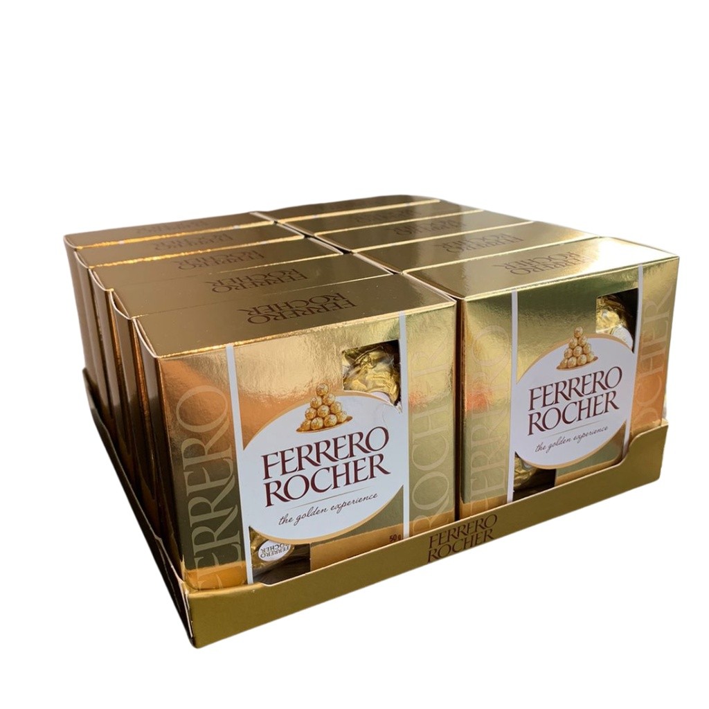 Detalhes do Kit com 10 Caixas de Bombom Ferrero Rocher 50g