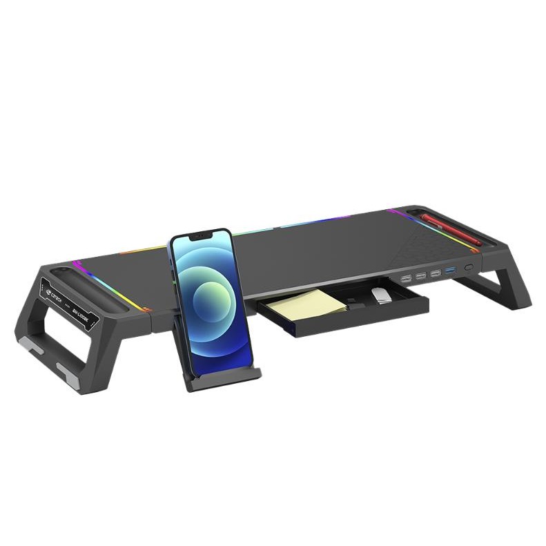 Base Para Monitor C3Tech com HUB USB LED RGB Gaming BM-L100BK
