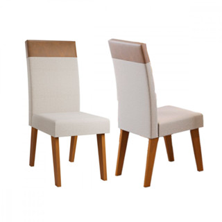 Kit 2 Cadeiras de Jantar Veneza Natural Tecido Linho Bronze Durango Viero em Oferta na Shopee