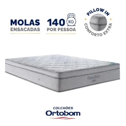 Colchão de Molas Ensacadas D33 Pillow In Ortobom Freedom Queen 158cm