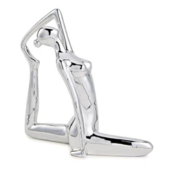 Escultura Decorativa de Yoga em Porcelana 18,5x19,5x6,5 Prata - Gran Belo