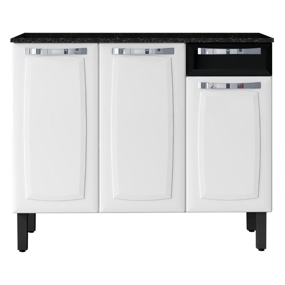 Balcão de Cozinha Itatiaia Rose Aço Com Tampo 3 Portas 1 Gaveta Branco/Preto · foto 2
