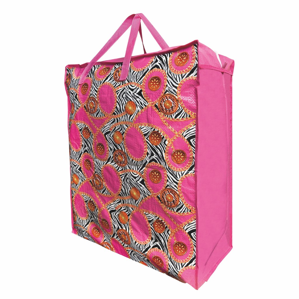 Sacola Bolsa Nylon Feira 55cm x 65cm Sacoleira Mudança com Zíper