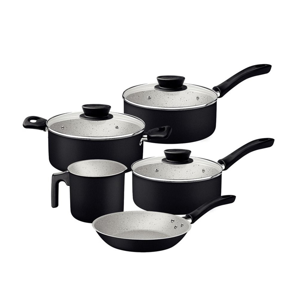 Jogo De Panelas Tramontina Linz Alumínio Preto 5 Peças em Oferta na Shopee