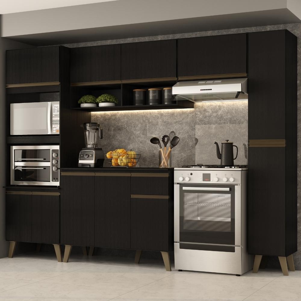 Imagem Armário de Cozinha Completa Atlanta Plus Preto Touch