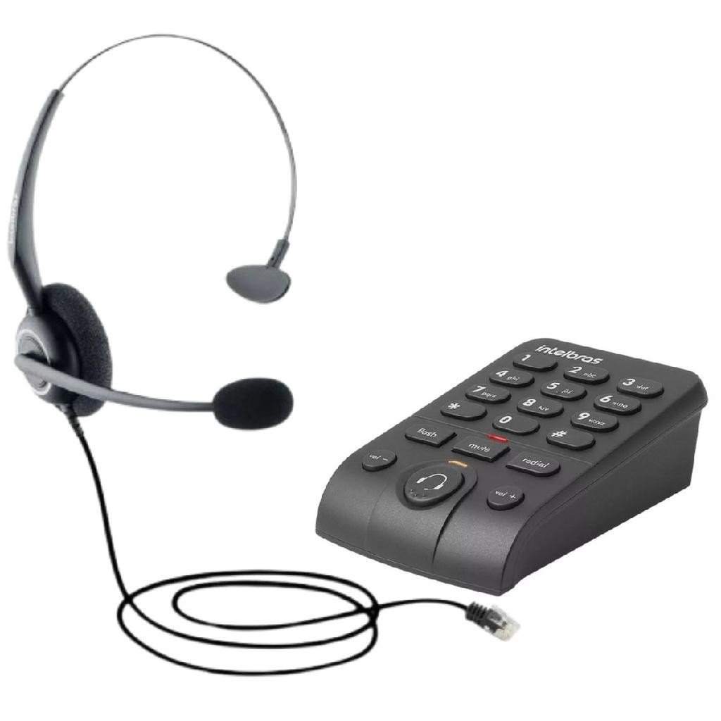 Telefone Headset Intelbra Hsb 40 Base Discadora Telemarketing Profissional Call Center Com fio