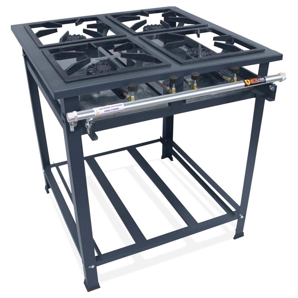 Fogão Industrial 4 Bocas Alta Pressão P5 30x30cm Metalfour Super Oferta P5 -OFERTA