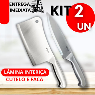 Cutelo 6" + Faca Peixeira 29 cm Profissional Aço Inox Para Churrascaria Cozinhas e Açougue em Oferta na Shopee