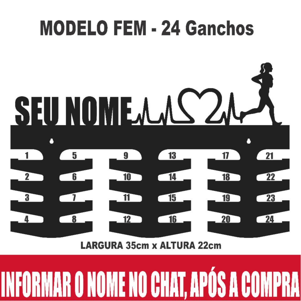 🏃‍♂️🏃‍♀️ Porta Medalhas de Corrida Personalizado com Nome – MDF Vazado 🎖️