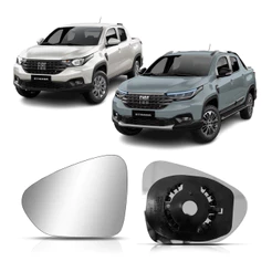 Lente Espelho Retrovisor Convexo Strada 2020 Até 2025 + Base